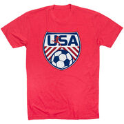 Soccer Short Sleeve T-Shirt - Soccer USA [Adult Large/Red] - SS