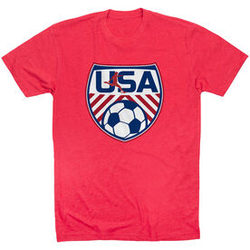 Soccer Short Sleeve T-Shirt - Soccer USA [Adult Medium/Red] - SS