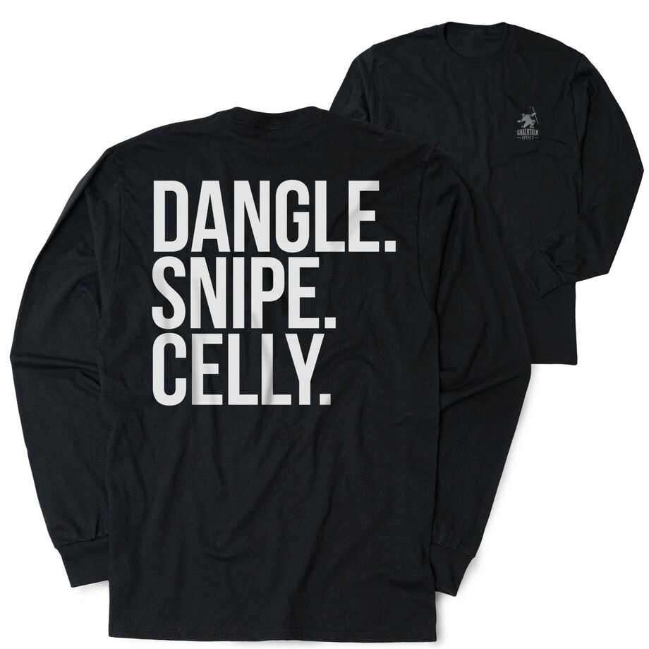 Hockey Tshirt Long Sleeve - Dangle Snipe Celly Words (Back Design)