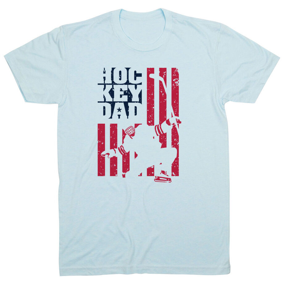 Hockey T-Shirt Short Sleeve - Hockey Dad American Flag