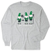 Guys Lacrosse Tshirt Long Sleeve - Laxin' With My Gnomies