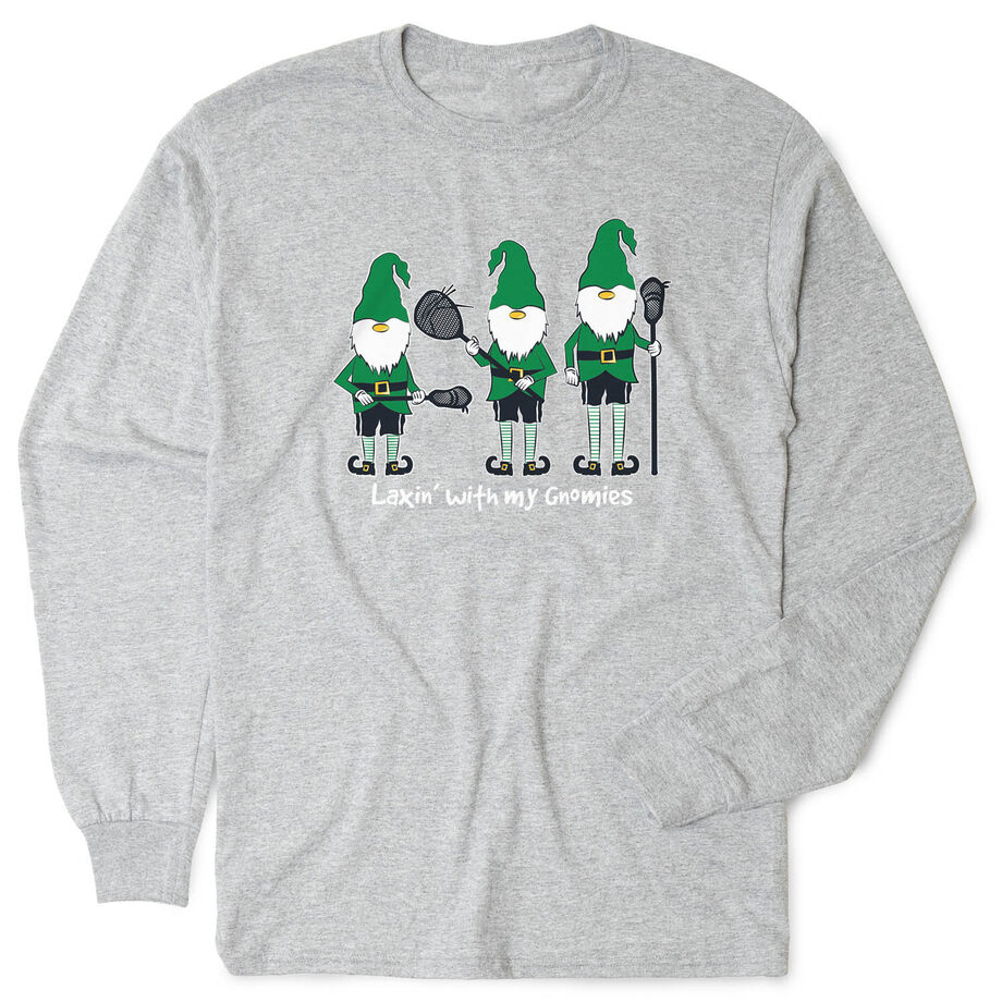 Guys Lacrosse Tshirt Long Sleeve - Laxin' With My Gnomies - Personalization Image