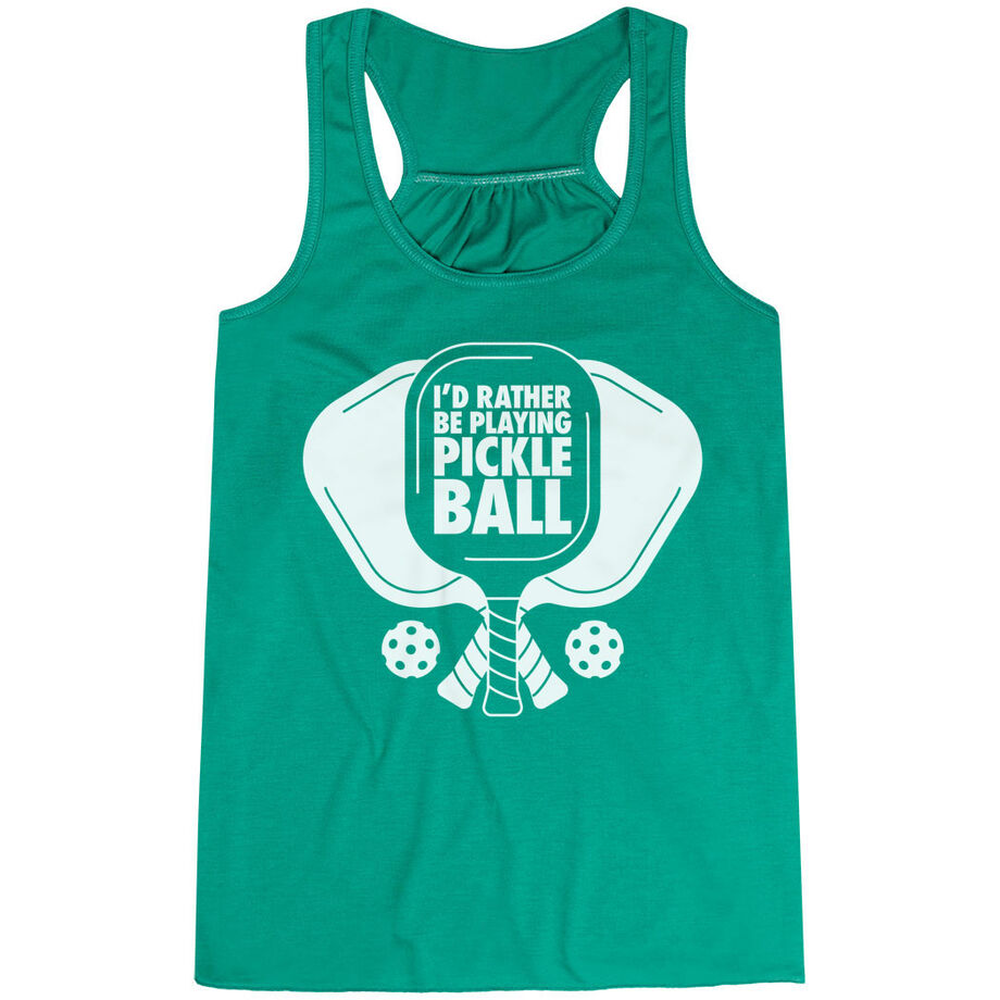 Pickleball Flowy Racerback Tank Top - I'd Rather Be Playing Pickleball
