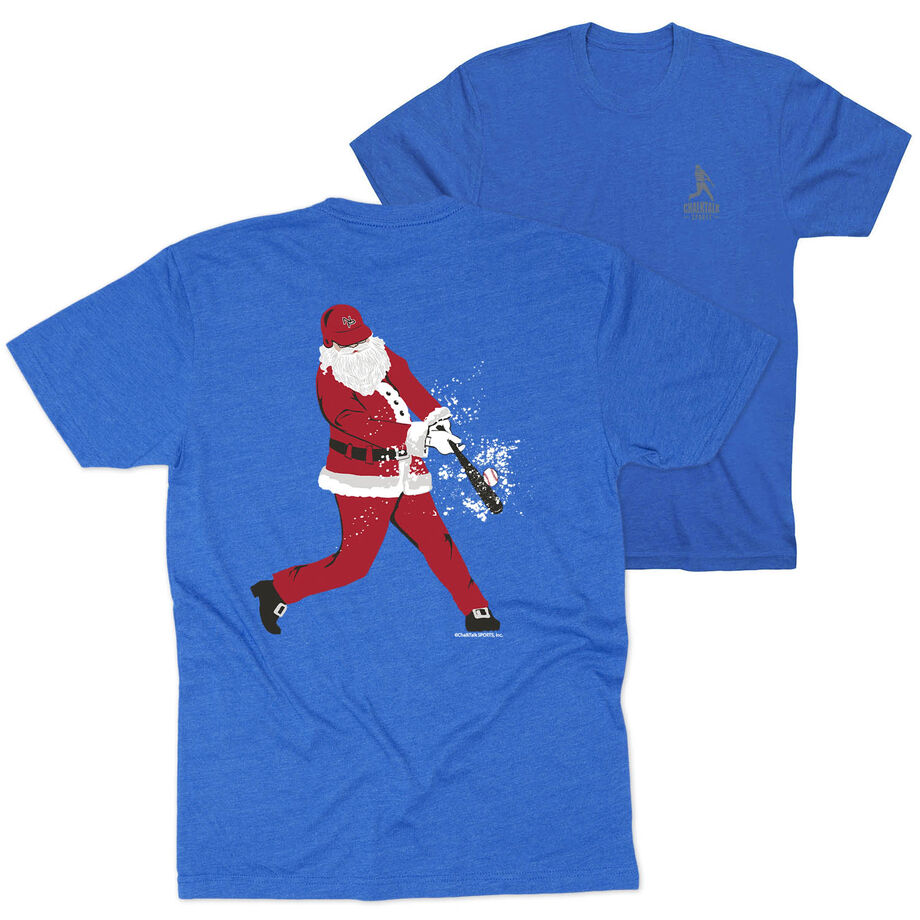 Baseball Short Sleeve T-Shirt - Home Run Santa (Back Design)