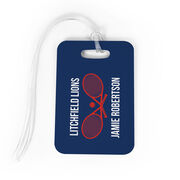 Tennis Bag/Luggage Tag - Personalized Text with Crossed Rackets