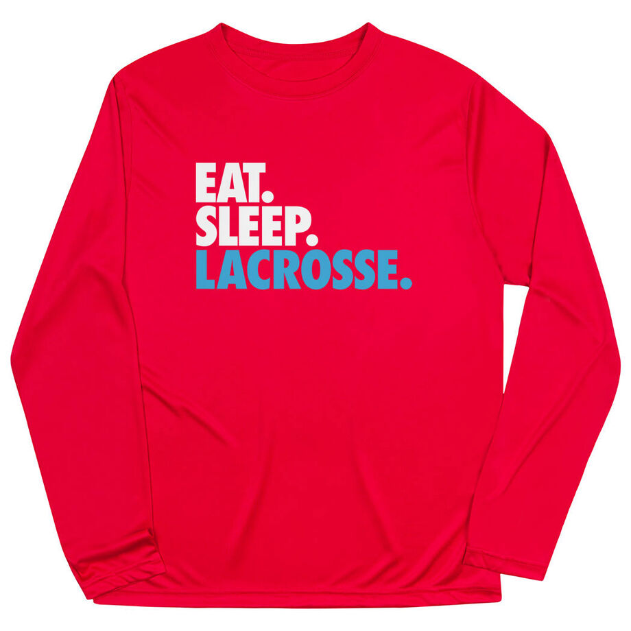 Lacrosse Long Sleeve Performance Tee - Eat. Sleep. Lacrosse. - Personalization Image