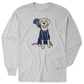 Guys Lacrosse Tshirt Long Sleeve - Riley The Lacrosse Dog