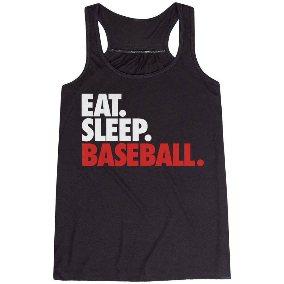 Baseball Flowy Racerback Tank Top - Eat Sleep Baseball (Bold Text)