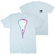 Girls Lacrosse Short Sleeve T-Shirt - Lacrosse Stick Heart (Back Design)