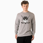 Hockey Tshirt Long Sleeve - Hockey Helmet Skull