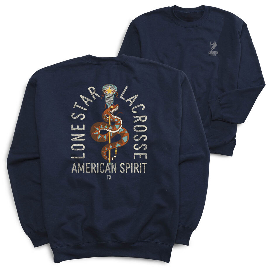 Guys Lacrosse Crewneck Sweatshirt - Lone Star Lacrosse (Back Design)