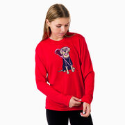 Girls Lacrosse Long Sleeve Performance Tee - Lily The Lacrosse Dog