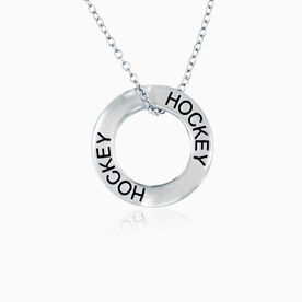 Silver Hockey Message Ring Necklace