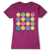 Softball Women's Everyday Tee - Softball Makes Me Happy