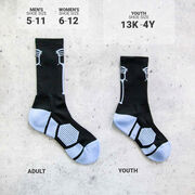 Guys Lacrosse Woven Mid-Calf Socks - Single Stick (Black/Carolina Blue)