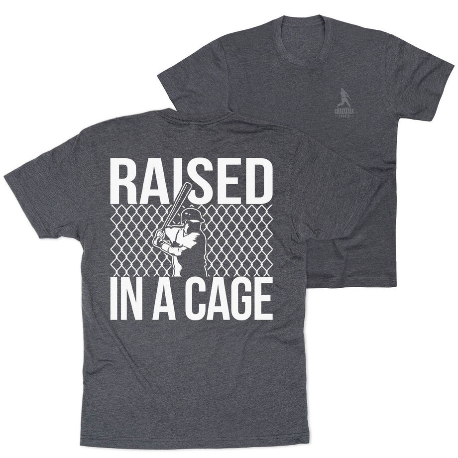 Baseball Short Sleeve T-Shirt - Raised in a Cage Baseball (Back Design)