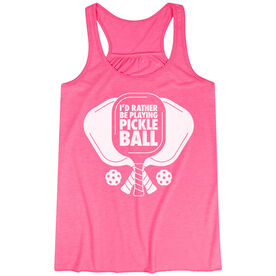 Pickleball Flowy Racerback Tank Top - I'd Rather Be Playing Pickleball