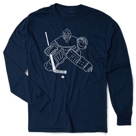 Hockey Tshirt Long Sleeve - Hockey Goalie Sketch