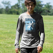 Guys Lacrosse Long Sleeve Performance Tee - Survival of the Fittest