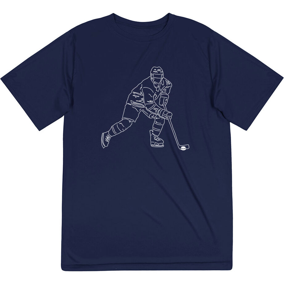 Hockey Short Sleeve Performance Tee - Hockey Player Sketch