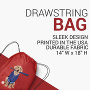 Baseball Drawstring Backpack - Dinger the Baseball Dog