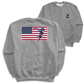 Guys Lacrosse Crewneck Sweatshirt - Patriotic Lacrosse (Back Design)