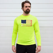 Guys Lacrosse Long Sleeve Performance Tee - American Flag