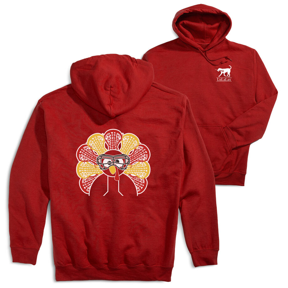 Girls Lacrosse Hooded Sweatshirt - Goofy Turkey Player (Back Design)