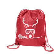 Girls Lacrosse Sport Pack Cinch Sack - Lax Girl Reindeer