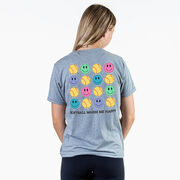 Softball Short Sleeve T-Shirt - Softball Makes Me Happy (Back Design)