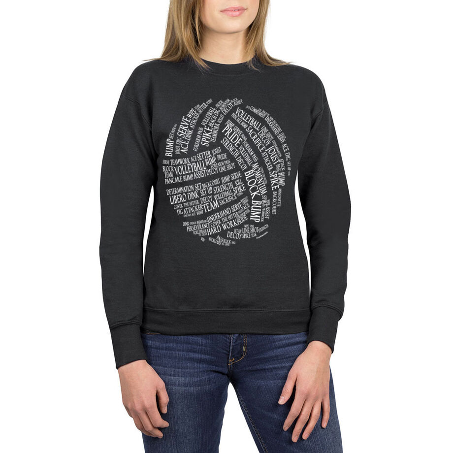 Volleyball Crew Neck Sweatshirt Volleyball Words Chalktalksports
