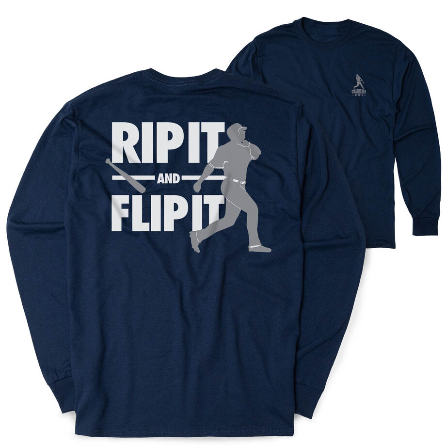 Baseball Tshirt Long Sleeve - Rip It Flip It (Back Design)