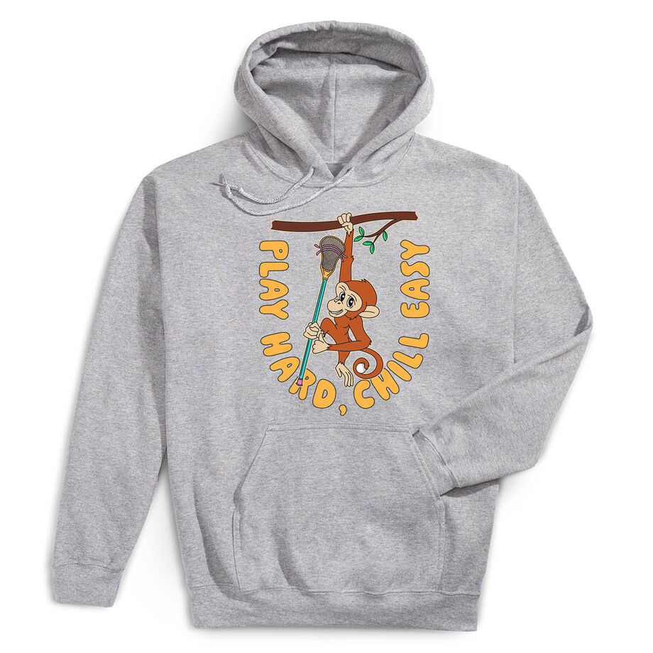 Guys Lacrosse Hooded Sweatshirt - Play Hard, Chill Easy