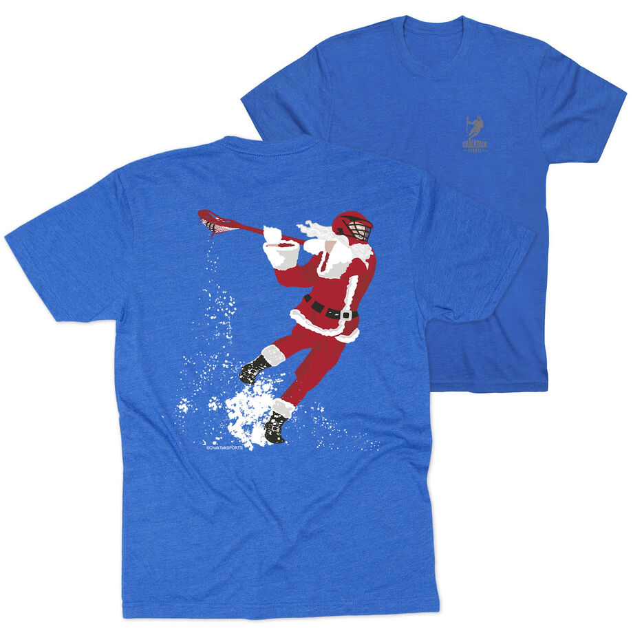 Guys Lacrosse Short Sleeve T-Shirt - Santa Laxer (Back Design)