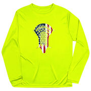 Guys Lacrosse Long Sleeve Performance Tee - Patriotic Stick