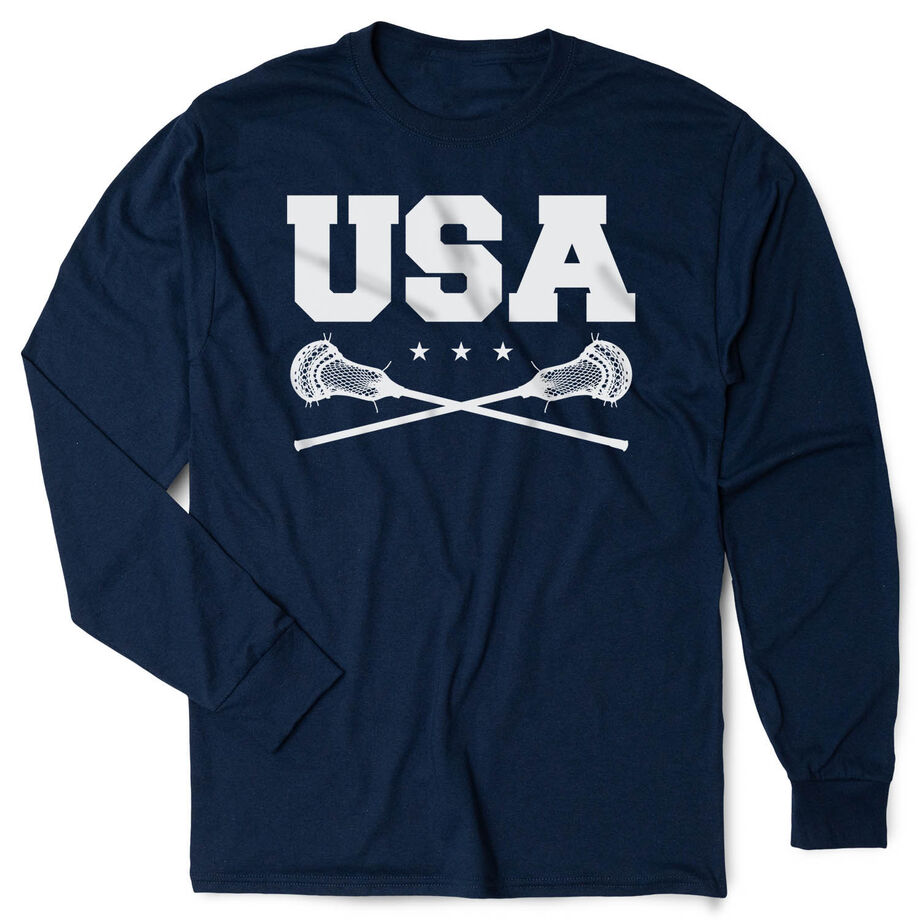 Guys Lacrosse Tshirt Long Sleeve - USA