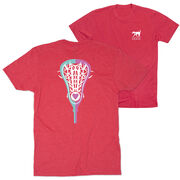 Girls Lacrosse Short Sleeve T-Shirt - Lacrosse Stick Heart (Back Design)