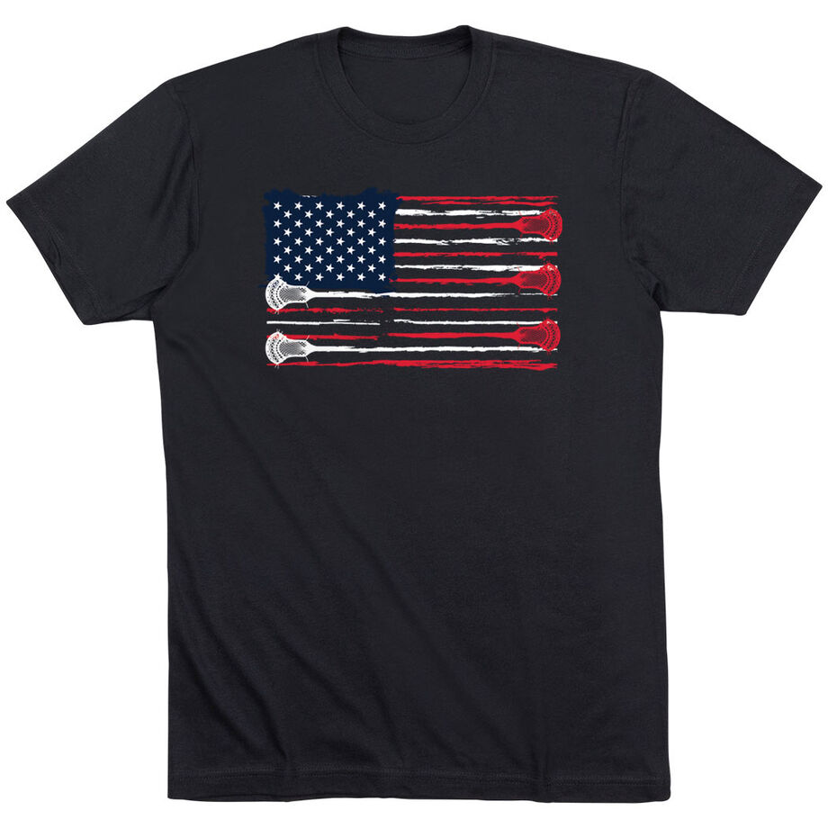 Guys Lacrosse Short Sleeve T-Shirt - American Flag