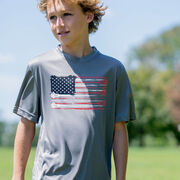 Guys Lacrosse Short Sleeve Performance Tee - American Flag