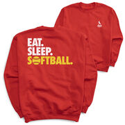 Softball Crewneck Sweatshirt - Eat Sleep Softball (Back Design)