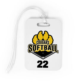 Softball Bag/Luggage Tag - Custom Softball Logo with Team Number