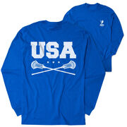 Guys Lacrosse Tshirt Long Sleeve - USA Lacrosse (Back Design)