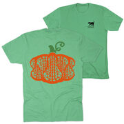 Girls Lacrosse Short Sleeve T-Shirt - Lax Stick Pumpkin (Back Design)