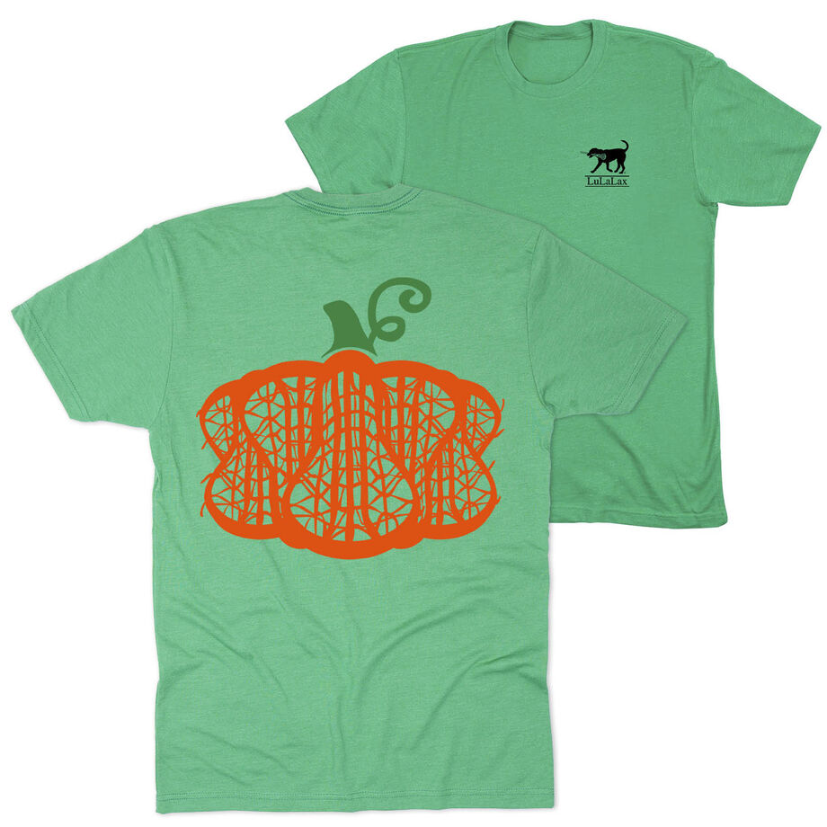 Girls Lacrosse Short Sleeve T-Shirt - Lax Stick Pumpkin (Back Design)