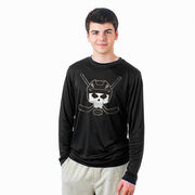 Hockey Long Sleeve Performance Tee - Hockey Helmet Skull