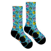 Girls Lacrosse Graphic Flex Mid-Calf Socks - Preppy Lax