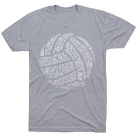 Volleyball T-Shirt Short Sleeve Volleyball Words [Adult XXX-Large/Gray] - SS