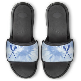 Girls Lacrosse Repwell&reg; Slide Sandals - Crossed Sticks with Tie-Dye