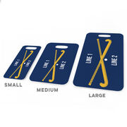 Field Hockey Bag/Luggage Tag - Personalized Text with Crossed Sticks