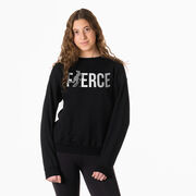 Field Hockey Crewneck Sweatshirt - Fierce Field Hockey Girl with Silver Glitter